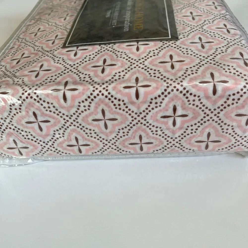 Evoke Home Awake To Inspiration Pink Twin 3 piece Size Sheet Set Microfiber GEO